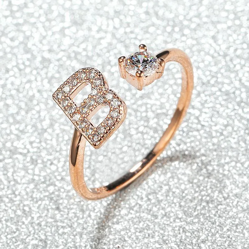 Customizable Rose Gold Alphabet Rings