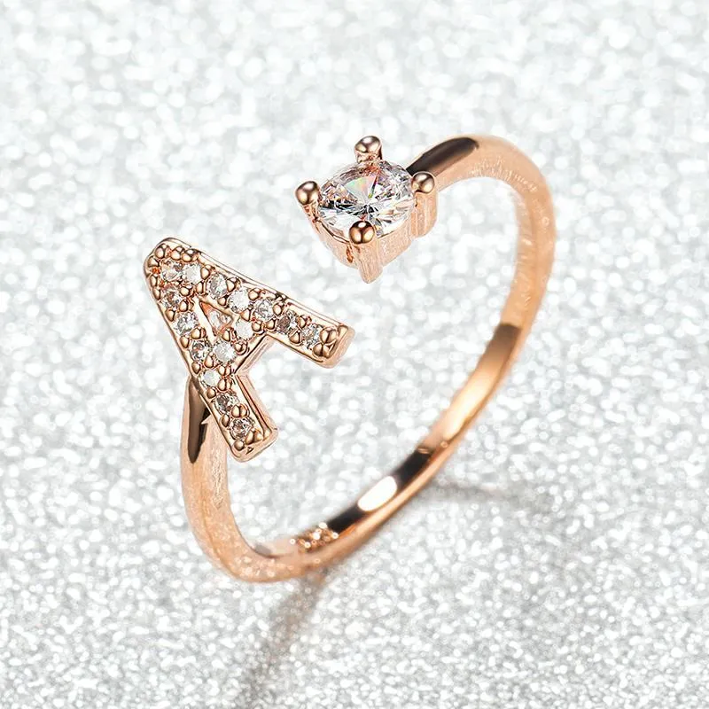 Customizable Rose Gold Alphabet Rings