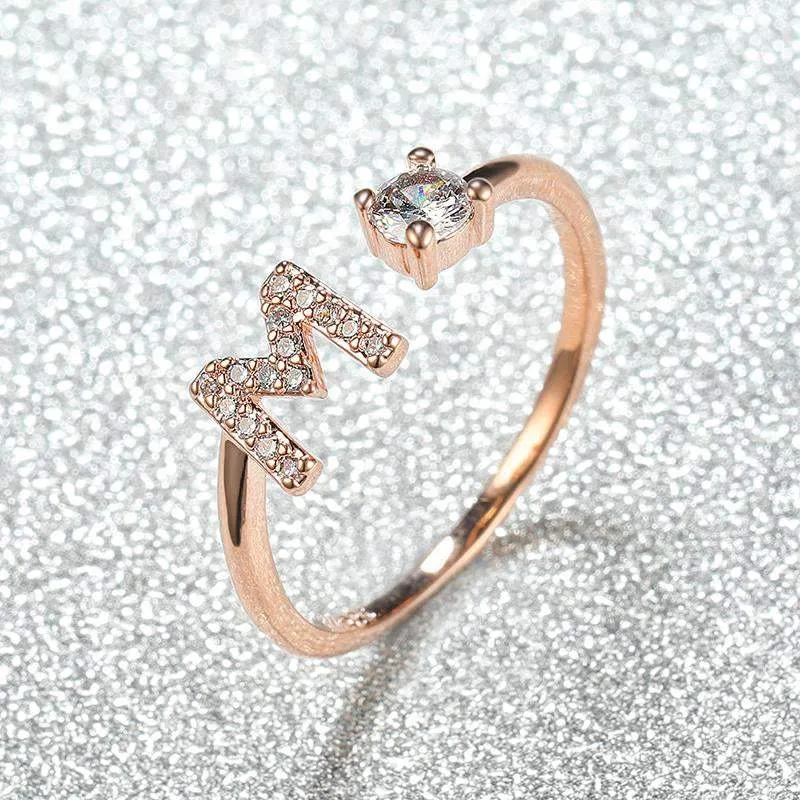 Customizable Rose Gold Alphabet Rings