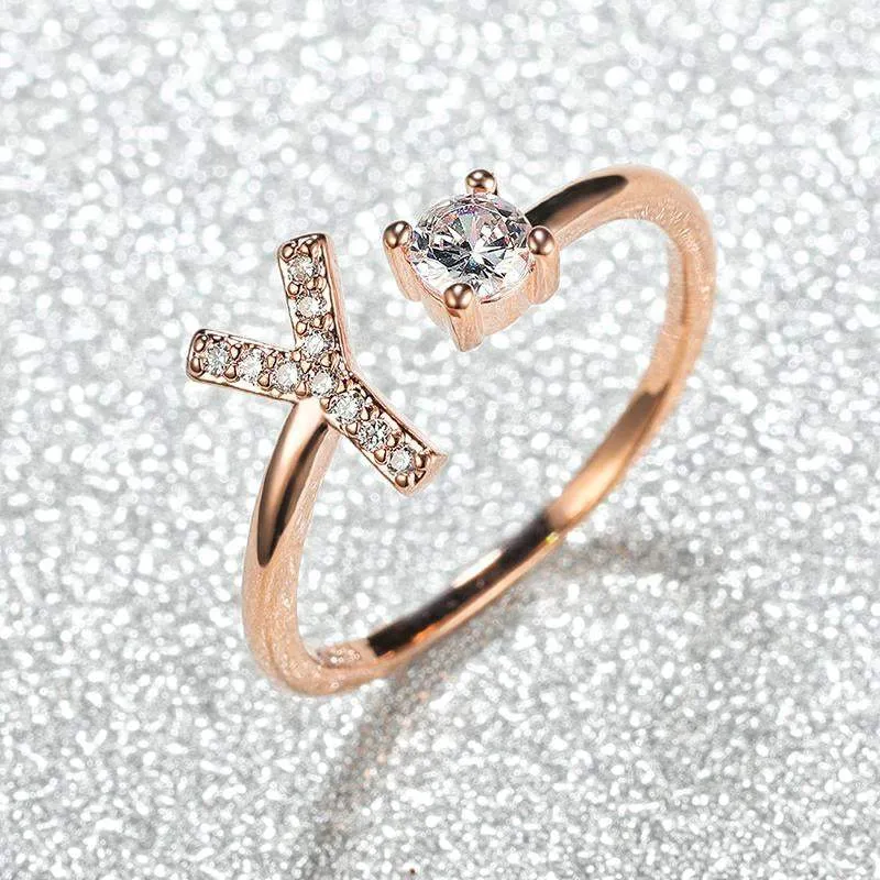 Customizable Rose Gold Alphabet Rings