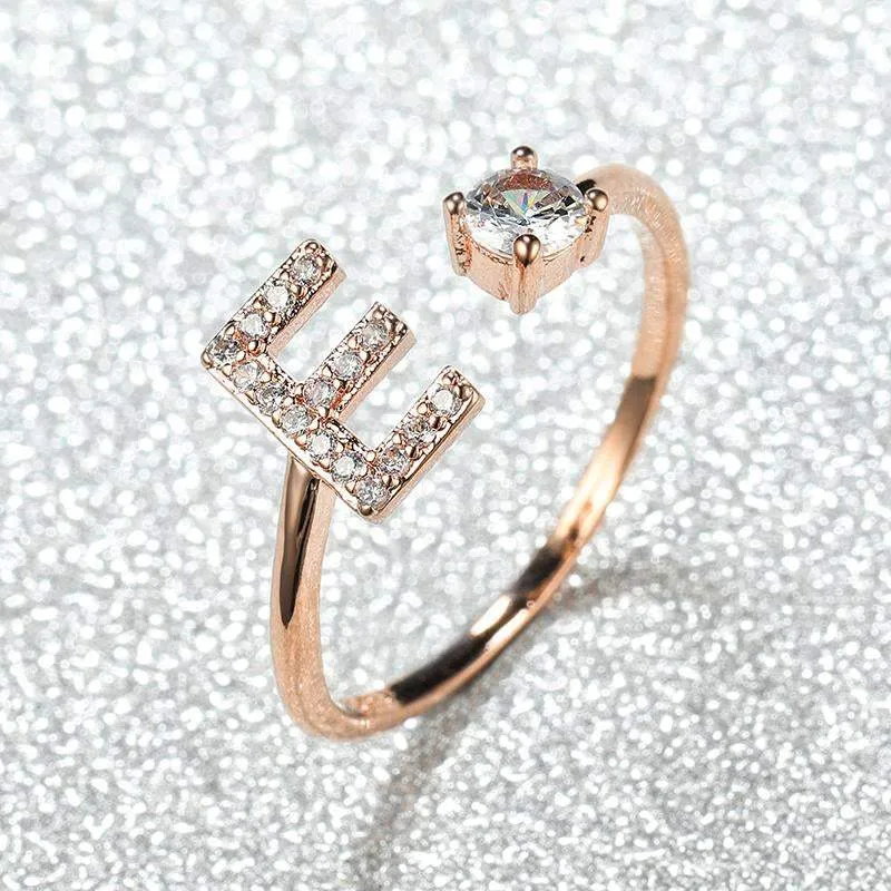 Customizable Rose Gold Alphabet Rings