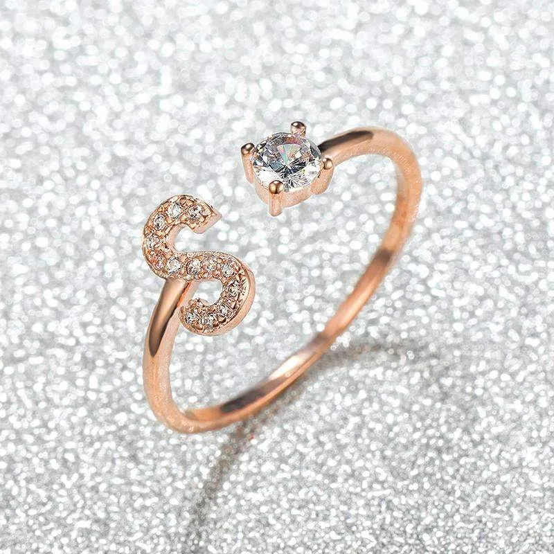 Customizable Rose Gold Alphabet Rings