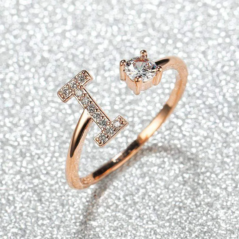 Customizable Rose Gold Alphabet Rings