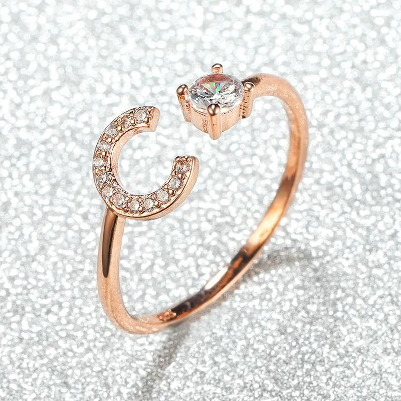 Customizable Rose Gold Alphabet Rings