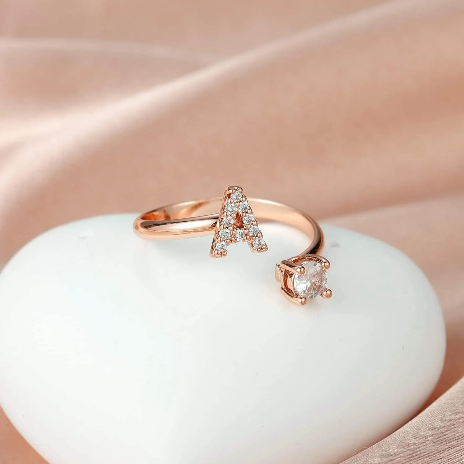 Customizable Rose Gold Alphabet Rings