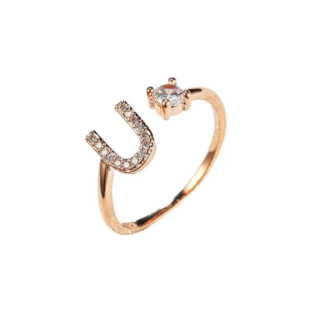 Customizable Rose Gold Alphabet Rings
