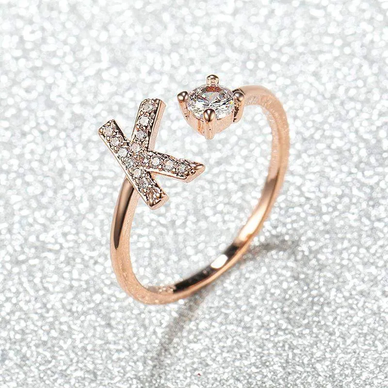 Customizable Rose Gold Alphabet Rings