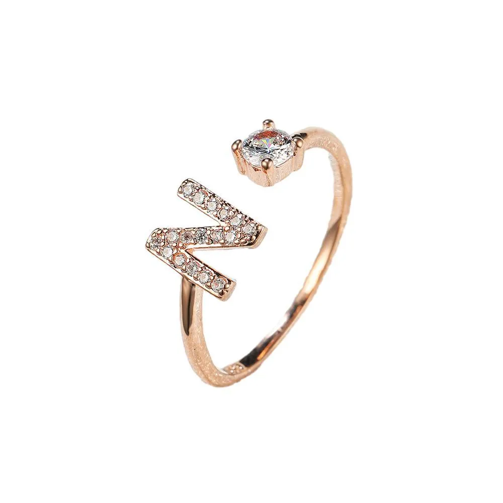 Customizable Rose Gold Alphabet Rings