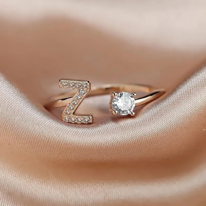 Customizable Rose Gold Alphabet Rings
