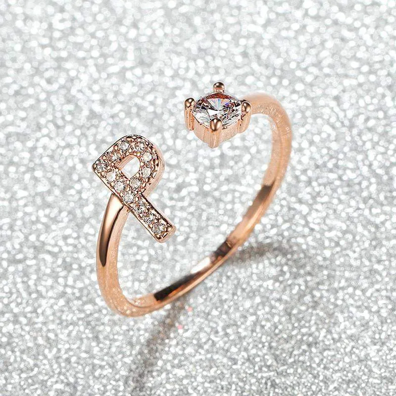 Customizable Rose Gold Alphabet Rings