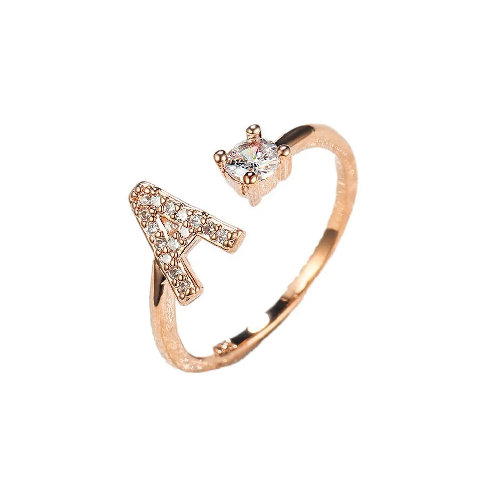Customizable Rose Gold Alphabet Rings