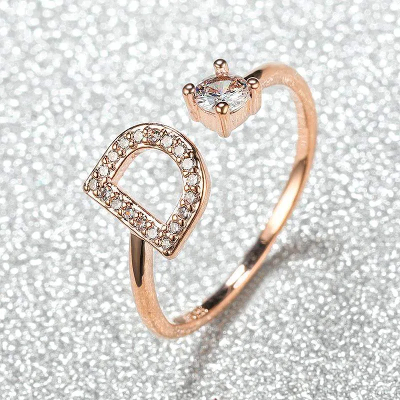 Customizable Rose Gold Alphabet Rings