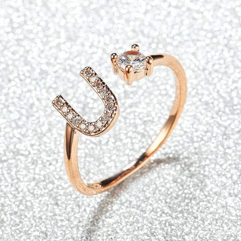 Customizable Rose Gold Alphabet Rings