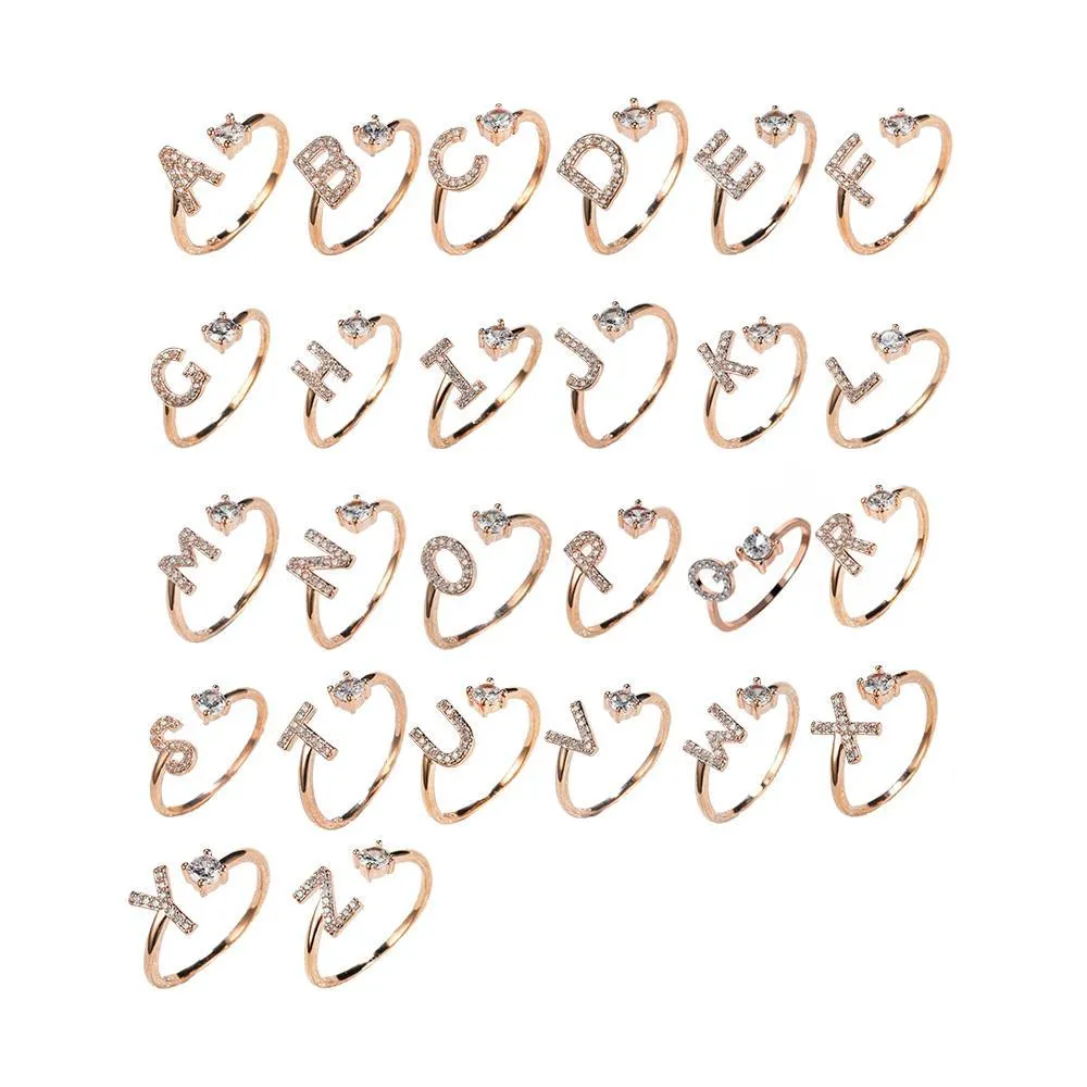 Customizable Rose Gold Alphabet Rings