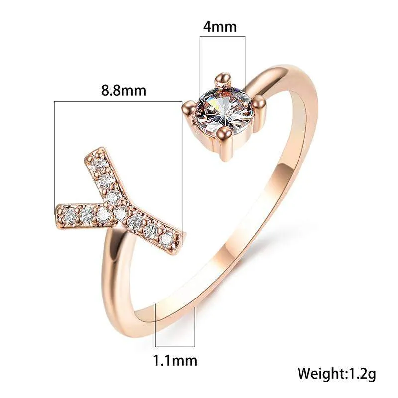 Customizable Rose Gold Alphabet Rings