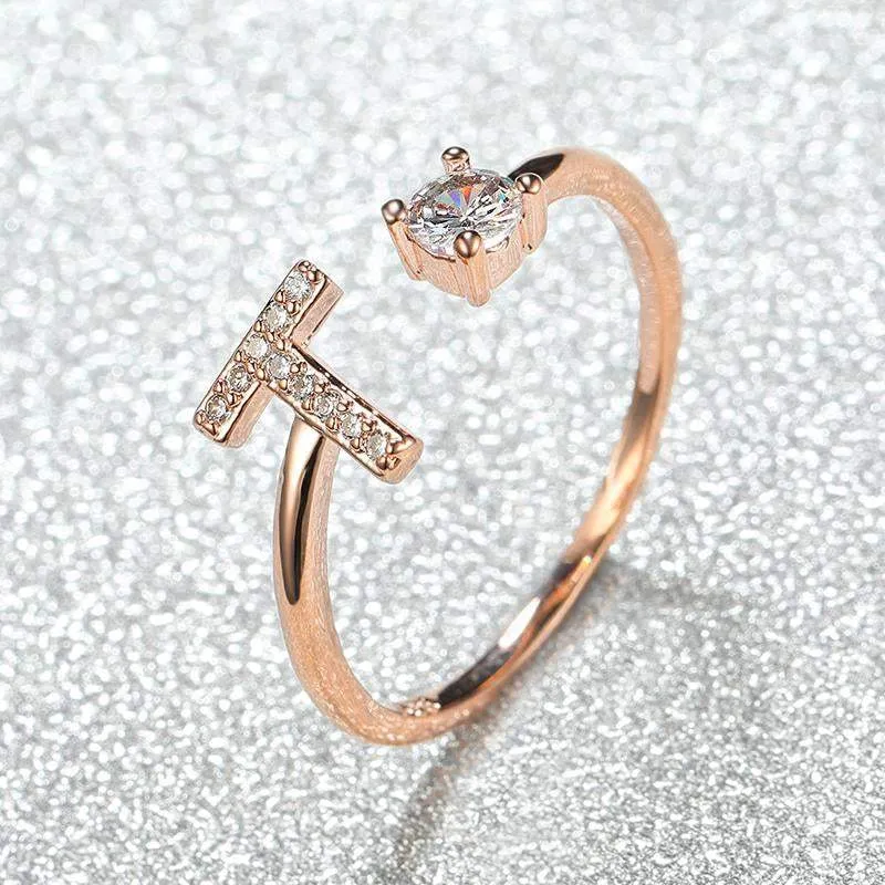 Customizable Rose Gold Alphabet Rings