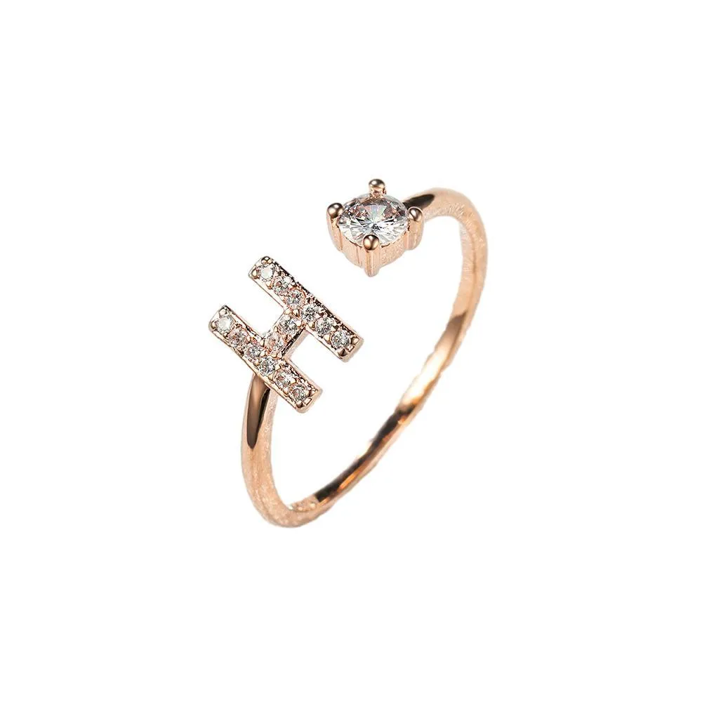Customizable Rose Gold Alphabet Rings