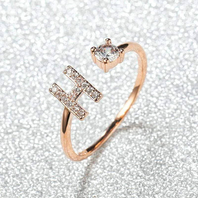 Customizable Rose Gold Alphabet Rings