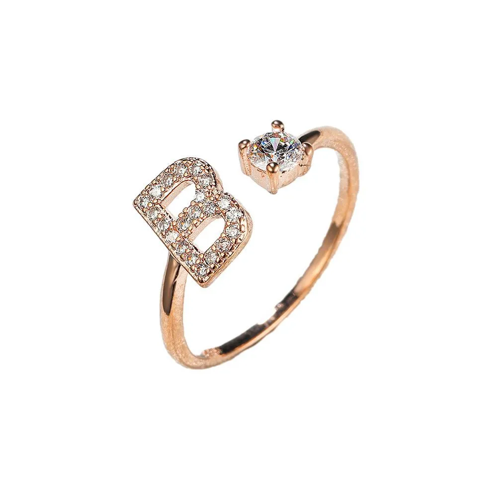 Customizable Rose Gold Alphabet Rings