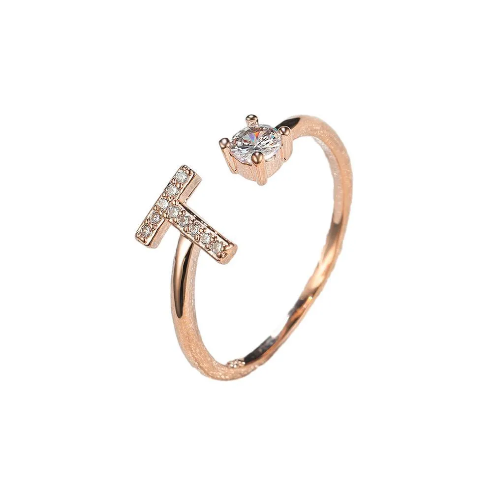 Customizable Rose Gold Alphabet Rings