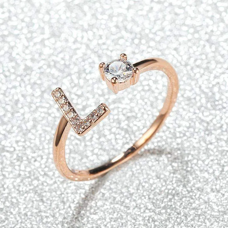 Customizable Rose Gold Alphabet Rings