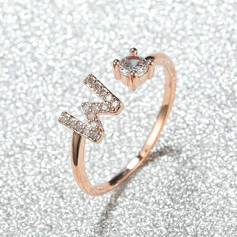 Customizable Rose Gold Alphabet Rings