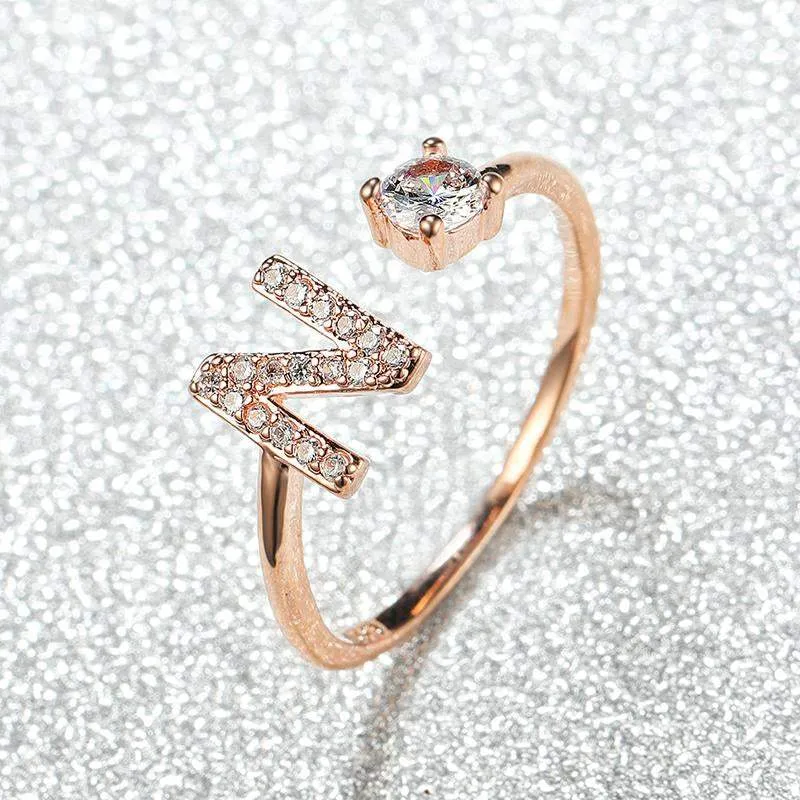 Customizable Rose Gold Alphabet Rings