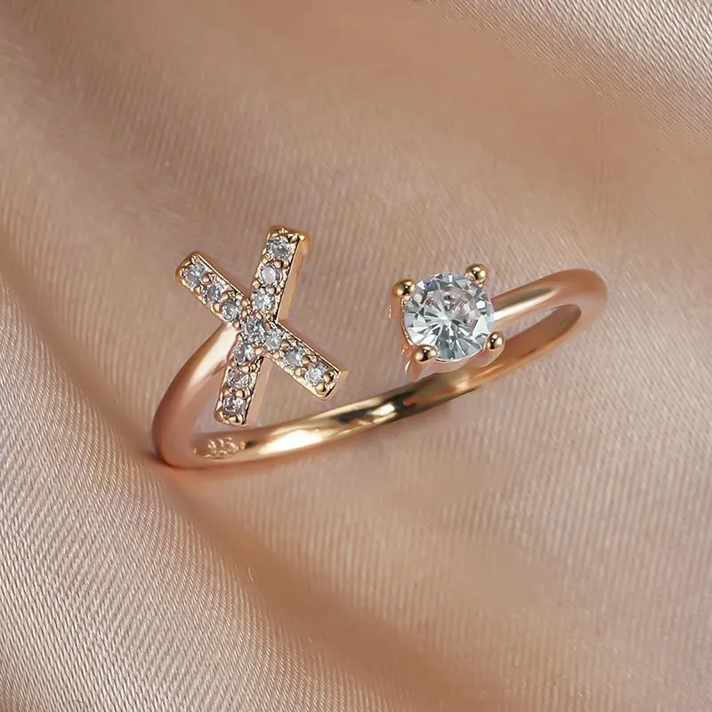 Customizable Rose Gold Alphabet Rings