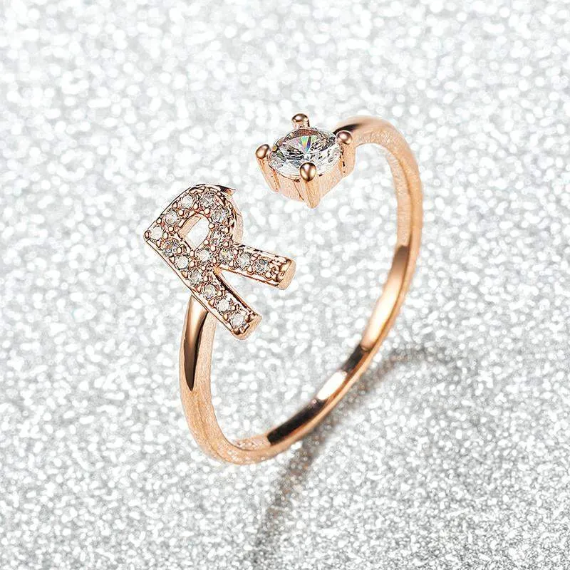 Customizable Rose Gold Alphabet Rings