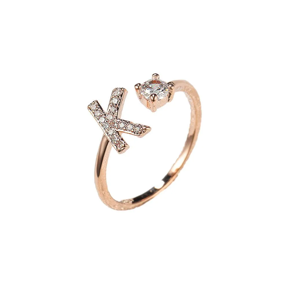 Customizable Rose Gold Alphabet Rings