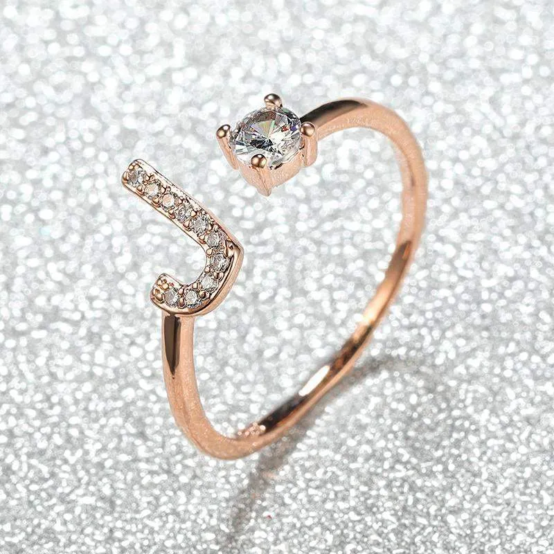 Customizable Rose Gold Alphabet Rings