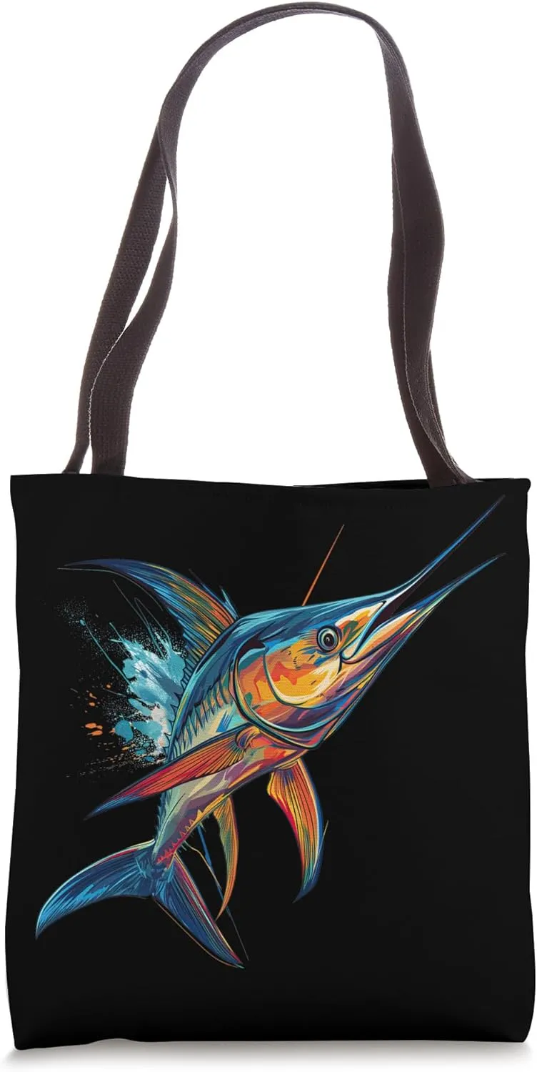 Cute Colorful Swordfish Marlin Broadbill Sword Fish Tote Bag