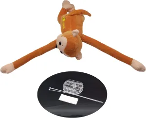 Cute Hanging Monkey Stuffed Animal for Car Funny Pendant Plush Toy with Clear Adhesive Fastener Kawaii Exterior Car Decor(Yellow)