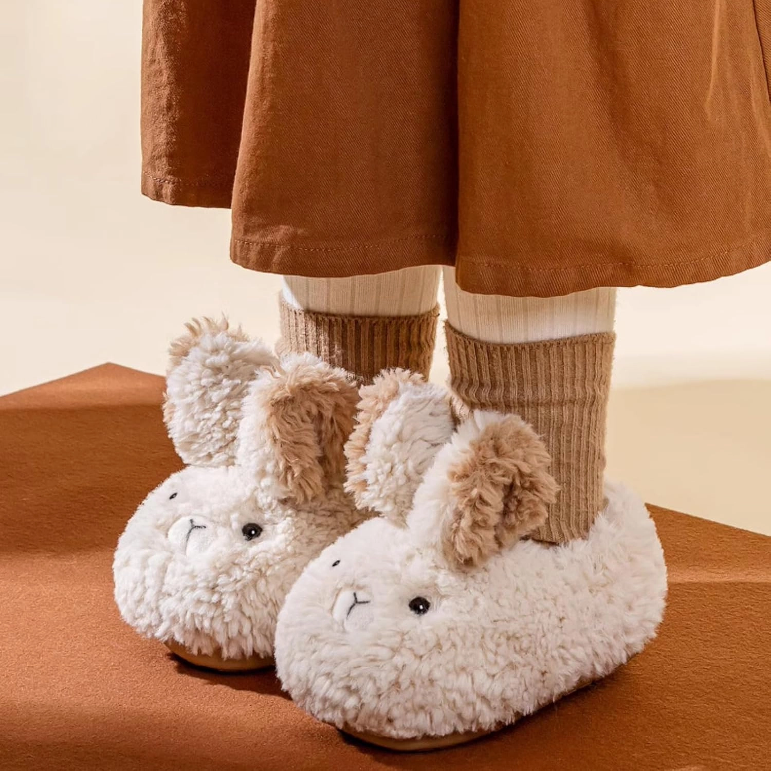 Cute Capybara Winter Slippers for Kids and Toddlers, Soft Warm Fleece Cozy Animal Home Shoes