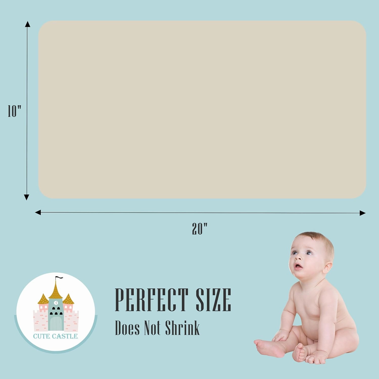 Cute Castle 12 Pack Muslin Burp Cloths for Baby - Ultra-Soft 100% Cotton Baby Washcloths - Large 20'' by 10'' Super Absorbent Milk Spit Up Rags - Burpy Cloths for Unisex, Boy, Girl - Ivory