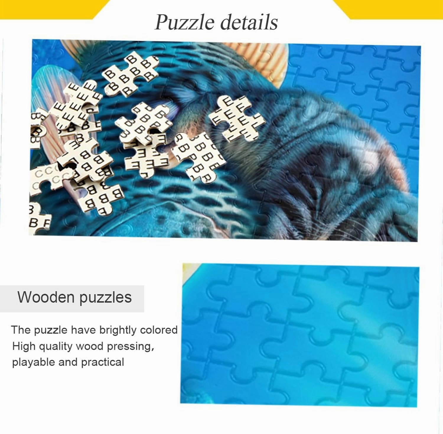 Cute Cat Riding Fish Jigsaw Puzzle 500 Pieces Adult Gifts for White Elephant Game Custom Scene Colorful Puzzles Fine Art Painting, 20.5" x 14.9"