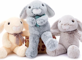 Cute Stuffed Easter Bunny in Bulk 3 Colors, Soft Bunny Rabbit Stuffed Animal Toys Gift for Girls Kids,14 Inches