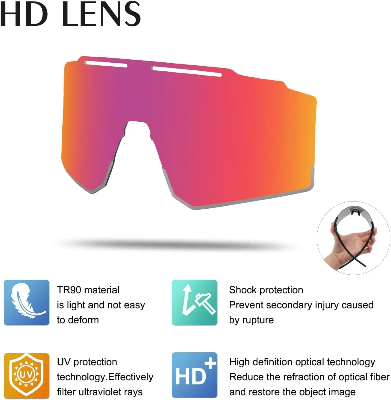 Cycling Sunglasses Polarized Sunglasses for Cycling Men Women with 1 Lens or 3 Interchangeable Lens Baseball Glasses