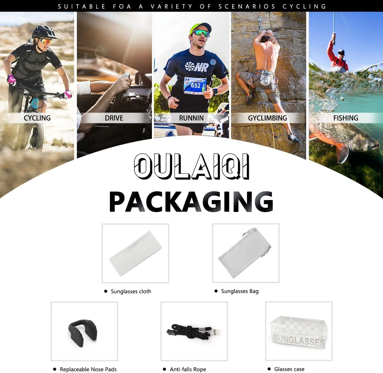 Cycling Sunglasses Polarized Sunglasses for Cycling Men Women with 1 Lens or 3 Interchangeable Lens Baseball Glasses