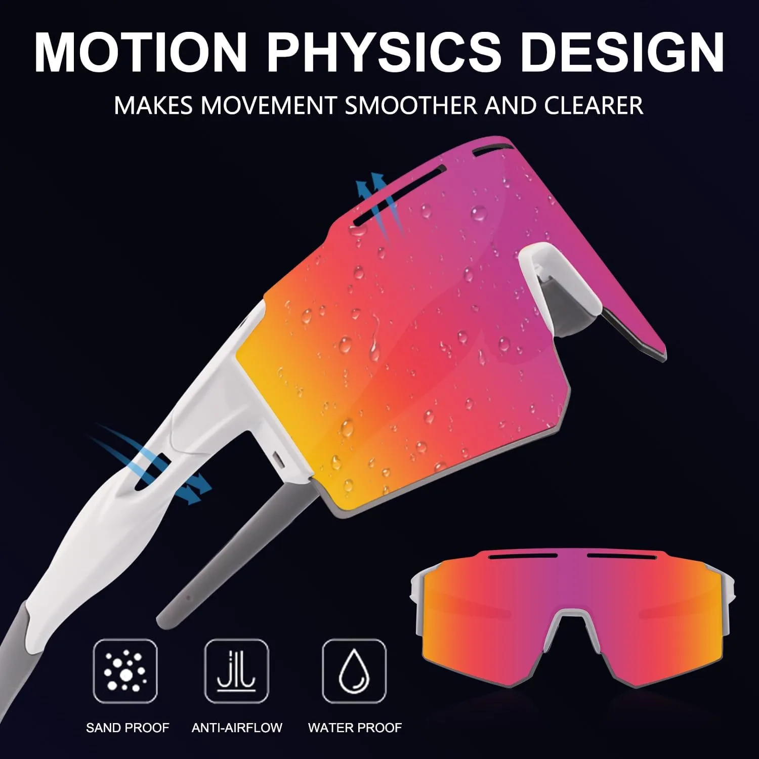 Cycling Sunglasses Polarized Sunglasses for Cycling Men Women with 1 Lens or 3 Interchangeable Lens Baseball Glasses