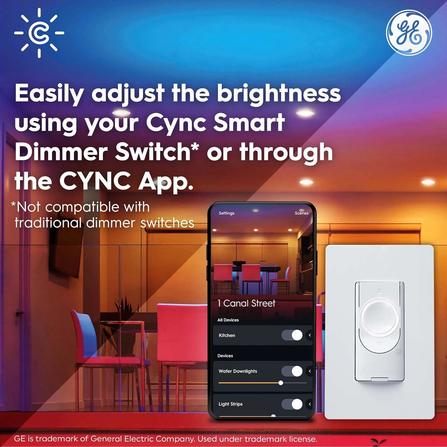 Cync GE Reveal Wafer Smart LED Downlight, Color Changing Lights, Matter Compatible, Compatible with Alexa and Google Home, No Recessed Housing Required, 6 Inches, 75W, 1000 Lumens, (3 Pack)
