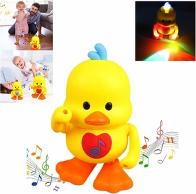 Dancing Duck - 2025 New Musical Duck Toy, Baby Preschool Educational Learning Toy w/Led Lights & Music, Dancing and Singing Musical Duck for 1  Year Old Baby Toddler (Yellow)