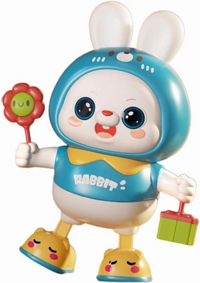 Dancing Rabbit Toy, Lovely Dancing Rabbit Toy Electric Rabbit Musical Toy for Kids with Dynamic Music & Cool Lights| Legs Move Sideways| Body Twist (Blue)