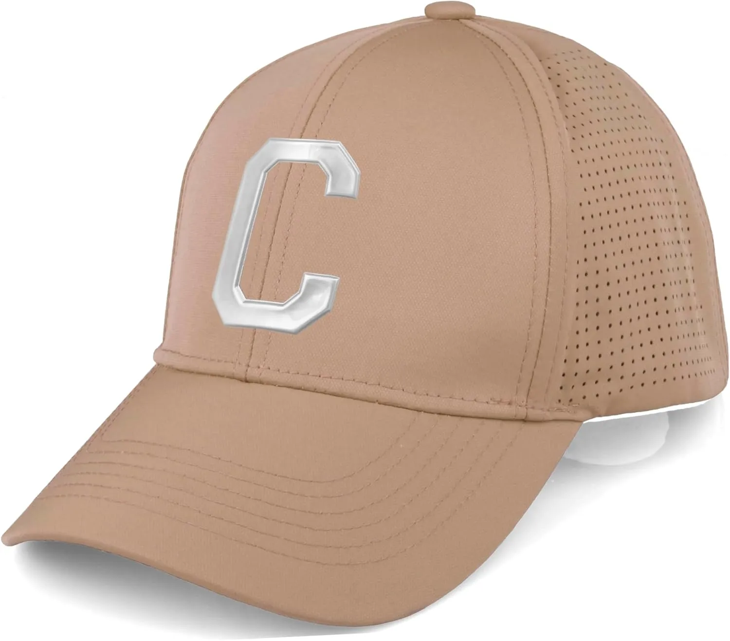 Daxton Performance Cool Tech Baseball Hat Alphabet Initial with Silver Letters