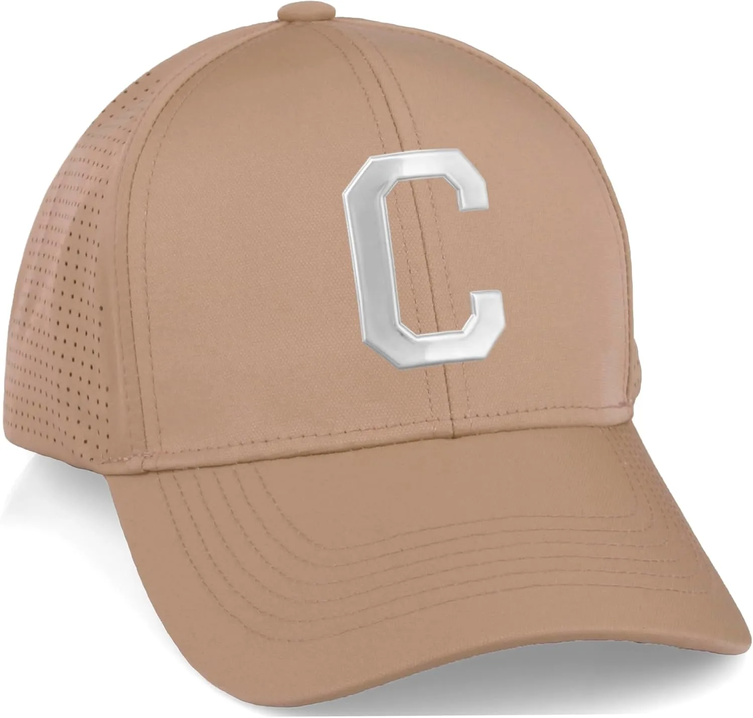Daxton Performance Cool Tech Baseball Hat Alphabet Initial with Silver Letters