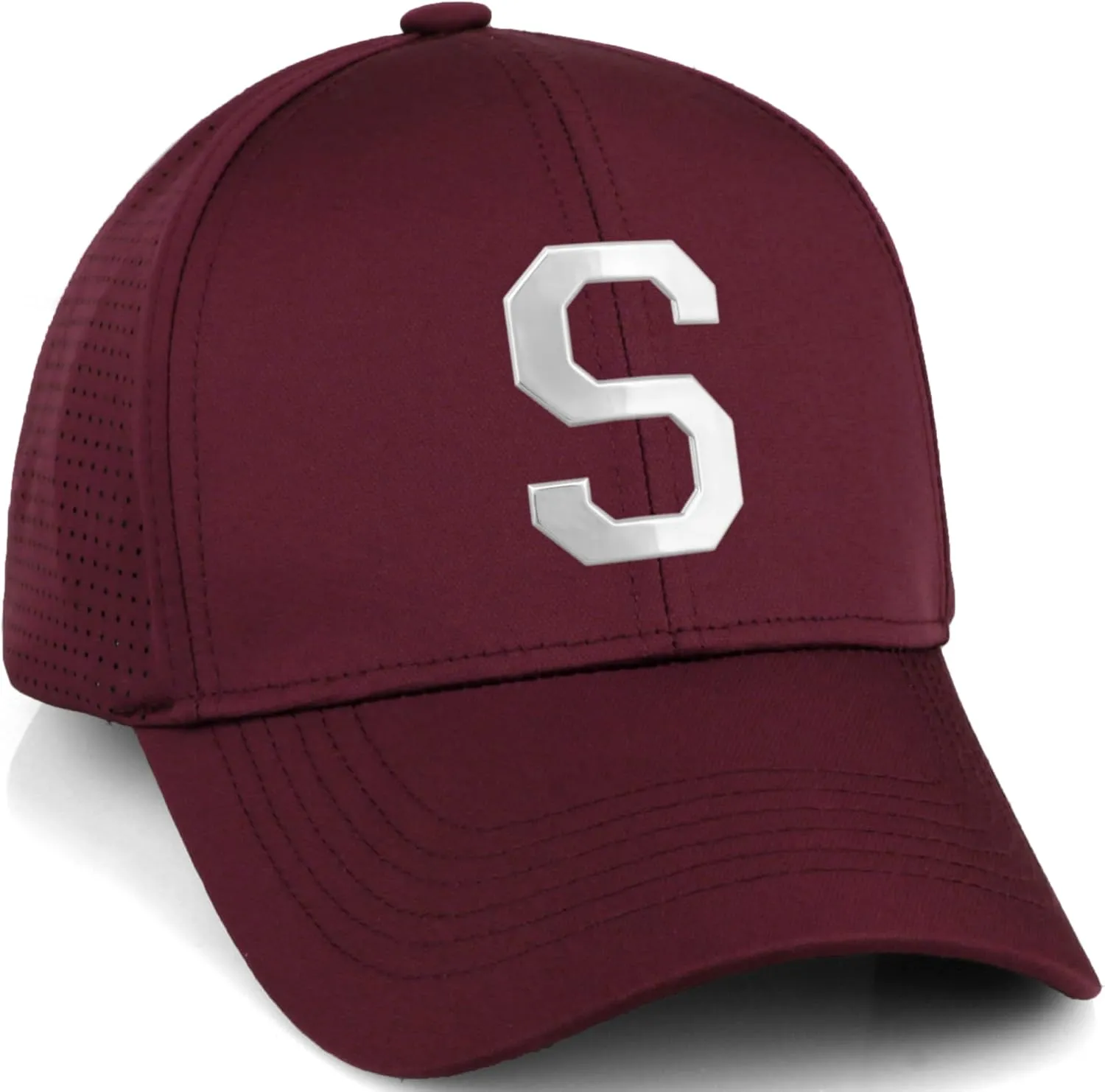 Daxton Performance Cool Tech Baseball Hat Alphabet Initial with Silver Letters