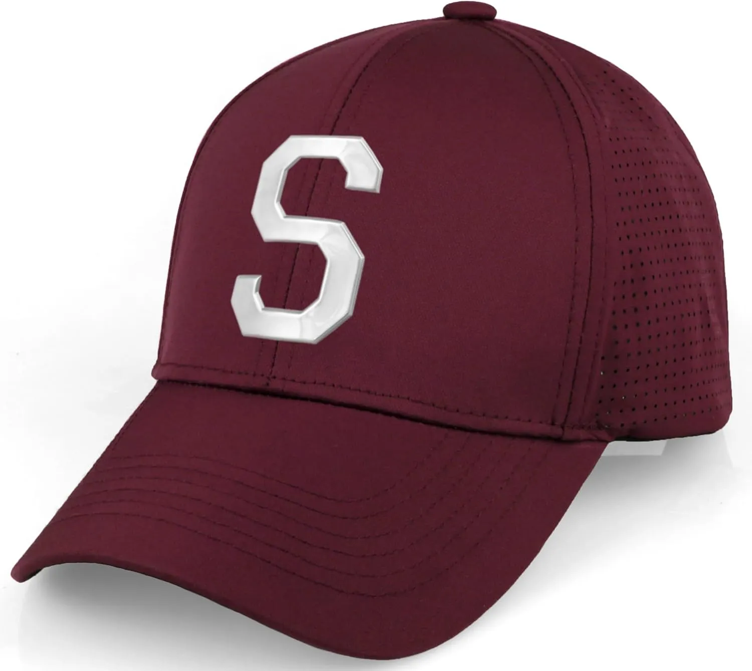 Daxton Performance Cool Tech Baseball Hat Alphabet Initial with Silver Letters