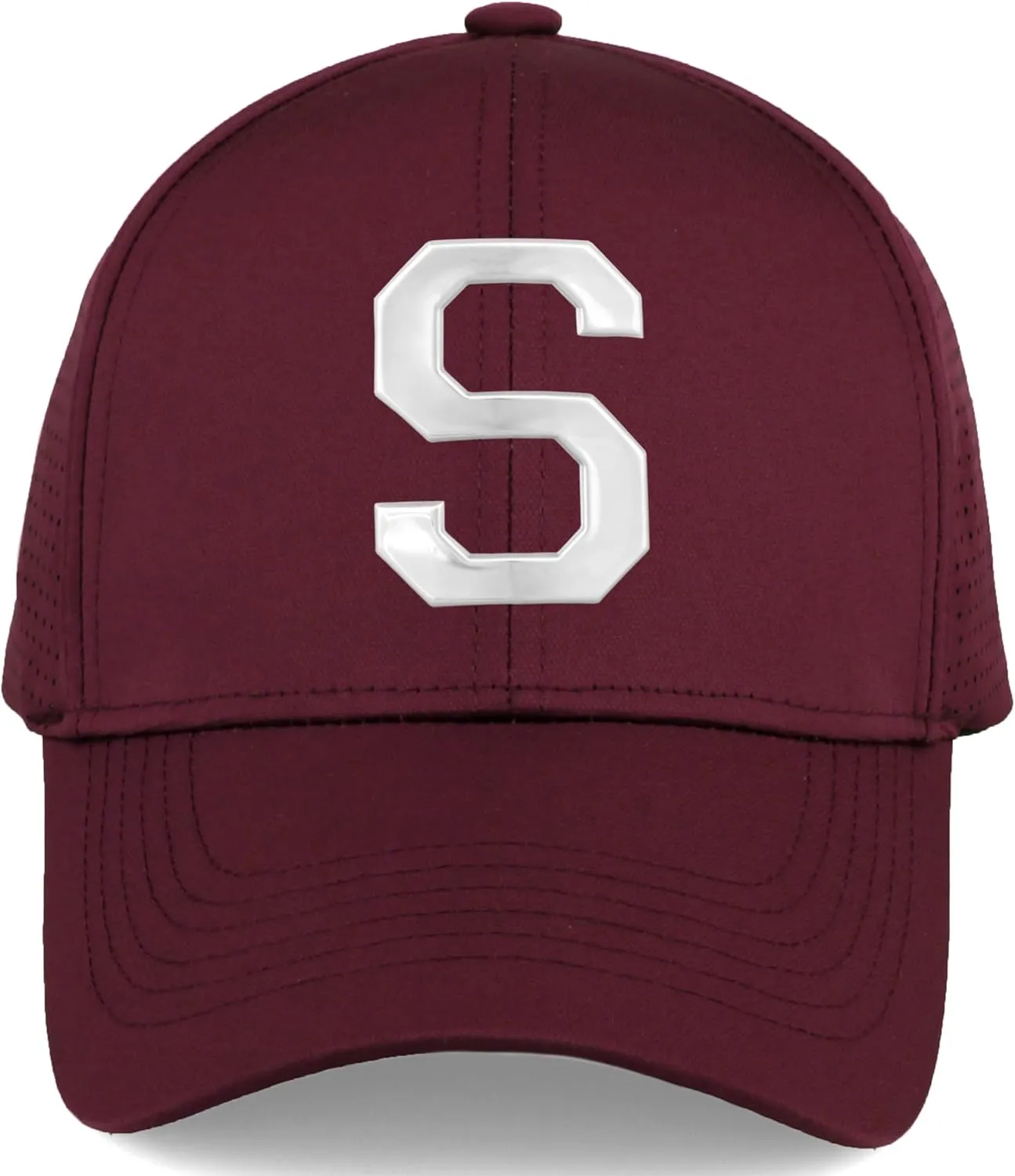 Daxton Performance Cool Tech Baseball Hat Alphabet Initial with Silver Letters