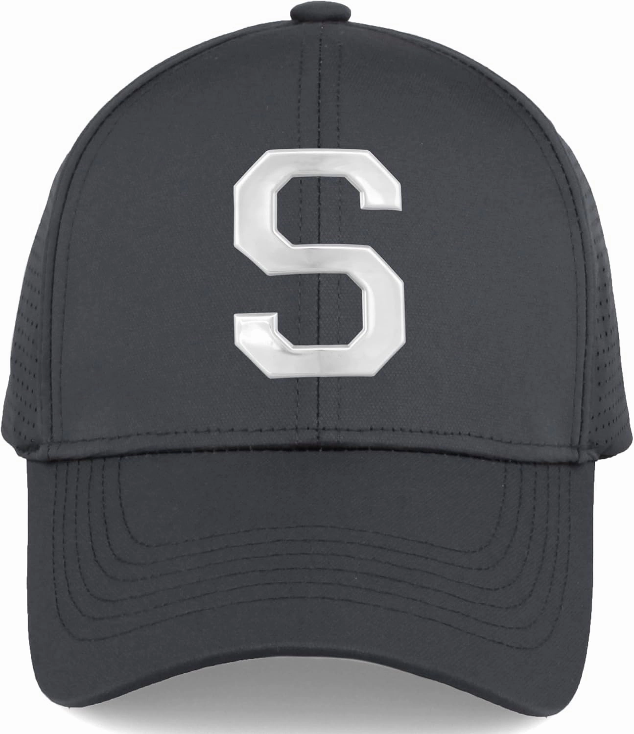 Daxton Performance Cool Tech Baseball Hat Alphabet Initial with Silver Letters