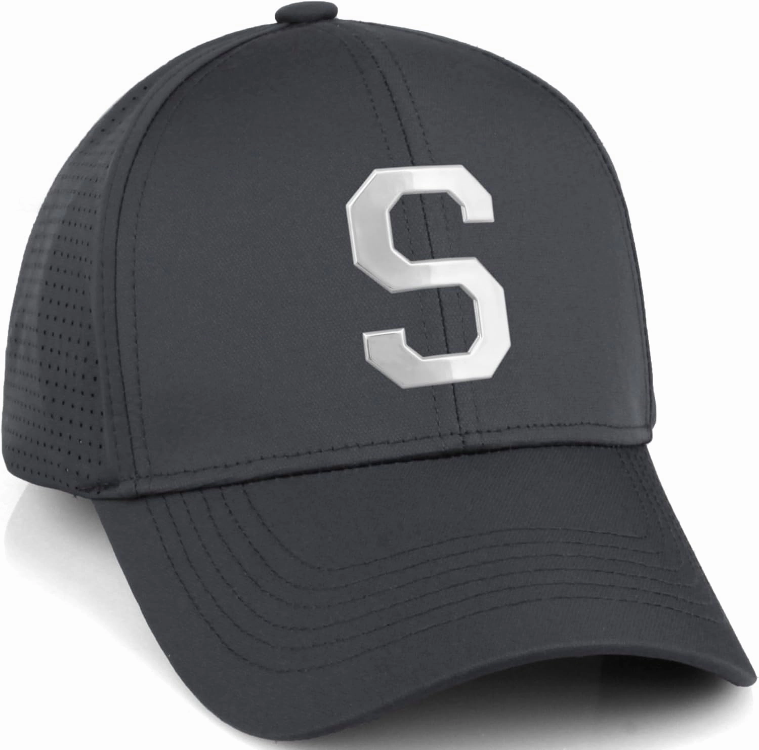 Daxton Performance Cool Tech Baseball Hat Alphabet Initial with Silver Letters